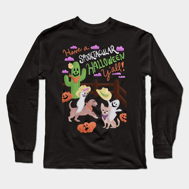 Spooktacular Cowboy Halloween Long Sleeve T-Shirt by Annelie